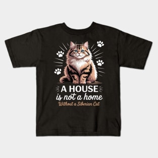 Russian Longhair Cat Sunshine Siberian Forest Cat Kids T-Shirt